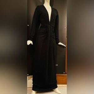 NWT symphony, brand, long maxi, dress, black and silver sparkle size small 4/6